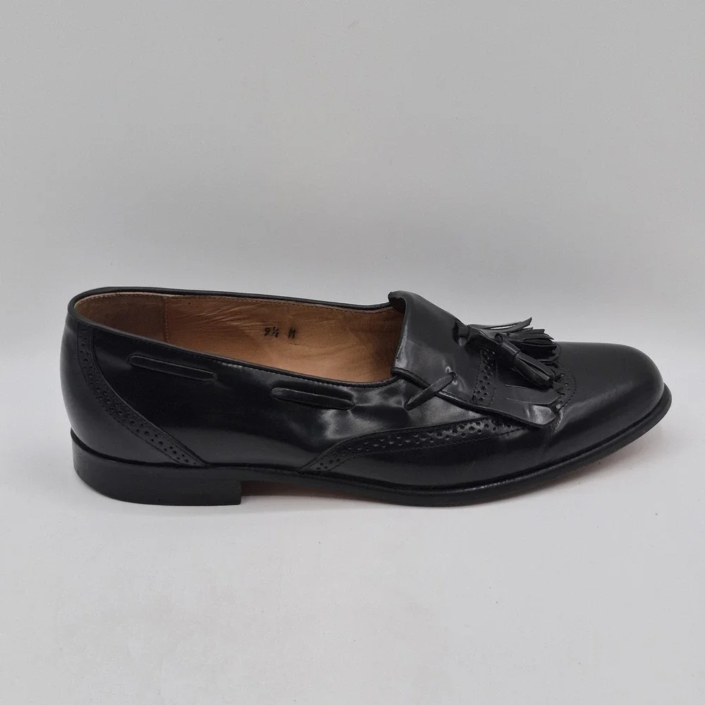 Nordstrom Shoes Mens Size 9.5 Black Leather Tassel Loafers‎ Dress Wingtip Italy